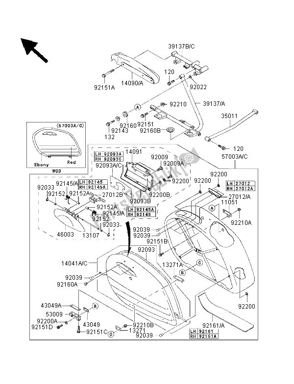 Todas las partes para Alforjas de Kawasaki VN 1500 Classic Tourer FI 2002