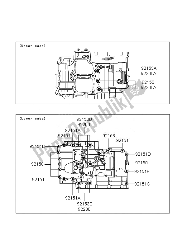 All parts for the Crankcase Bolt Pattern of the Kawasaki Versys ABS 650 2011