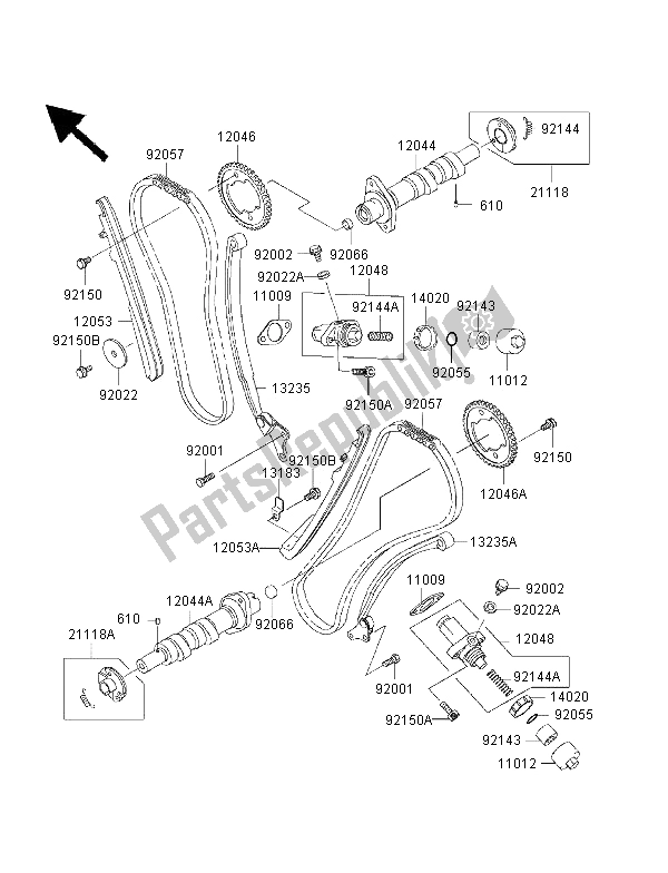 Toutes les pièces pour le Arbre à Cames Et Tendeur du Kawasaki VN 1500 Classic Tourer FI 2001