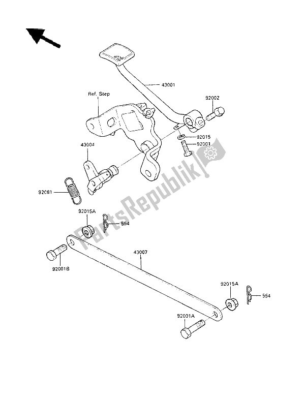 Tutte le parti per il Pedale Del Freno del Kawasaki LTD 450 1988