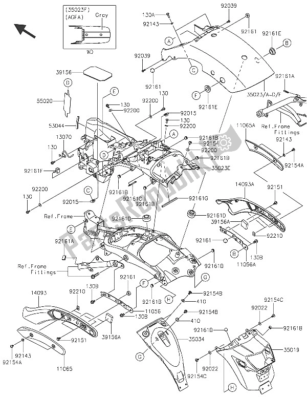 Todas las partes para Guardabarros Trasero de Kawasaki Vulcan S 650 2016