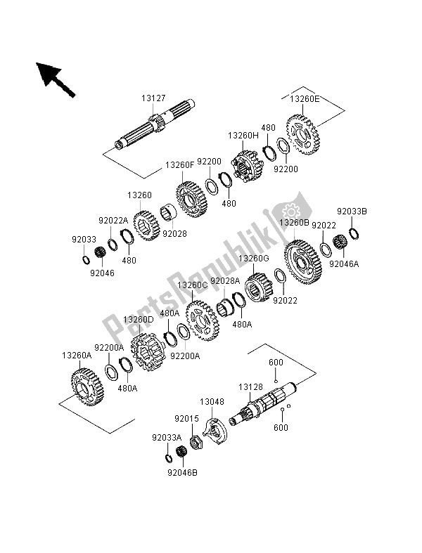 Toutes les pièces pour le Transmission (vnt50ae077439) du Kawasaki VN 1500 Classic 1999