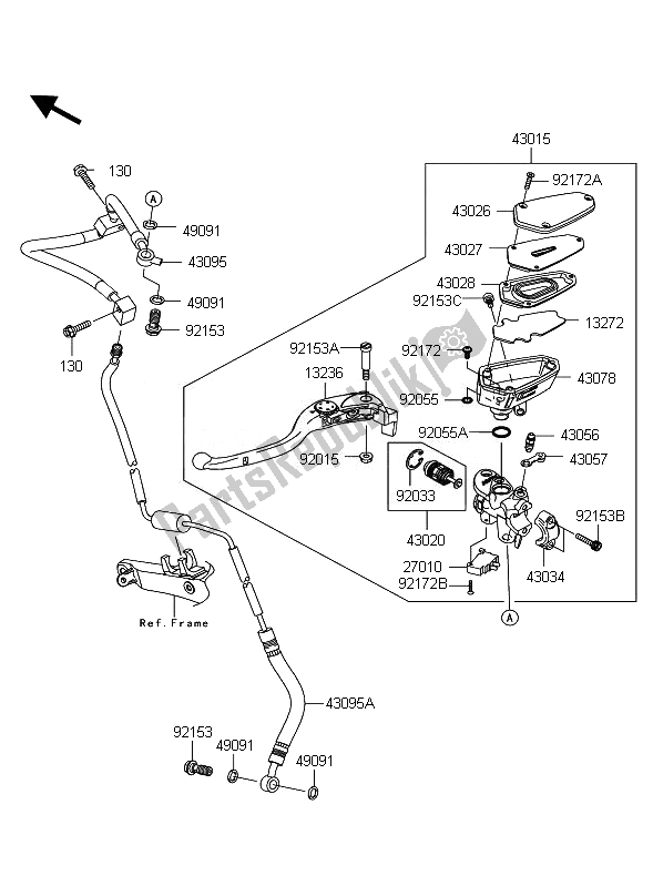 All parts for the Clutch Master Cylinder of the Kawasaki 1400 GTR ABS 2011