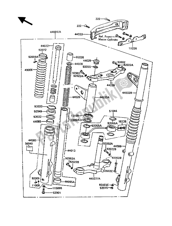 Todas las partes para Tenedor Frontal de Kawasaki GT 550 1986