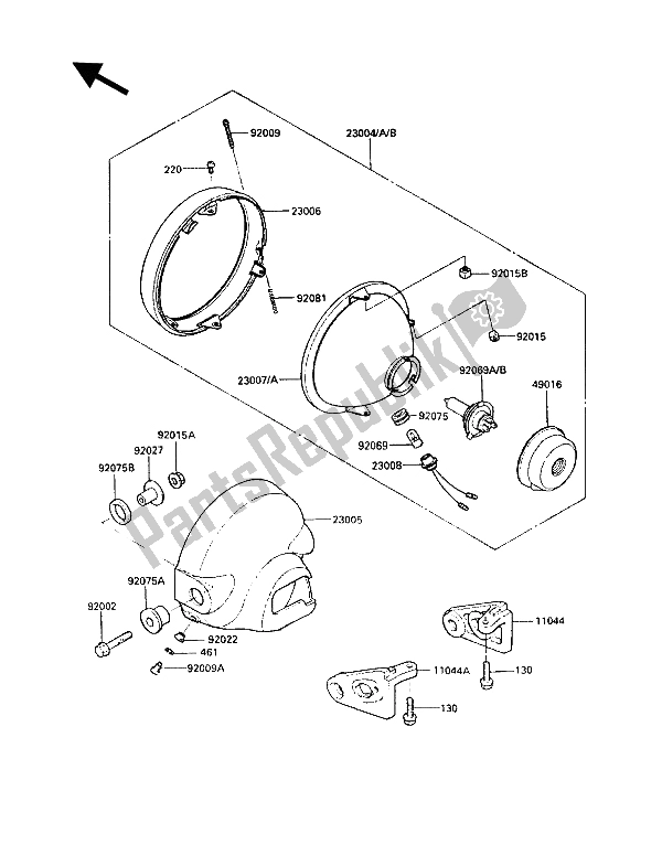 All parts for the Headlight(s) of the Kawasaki VN 750 Twin 1988