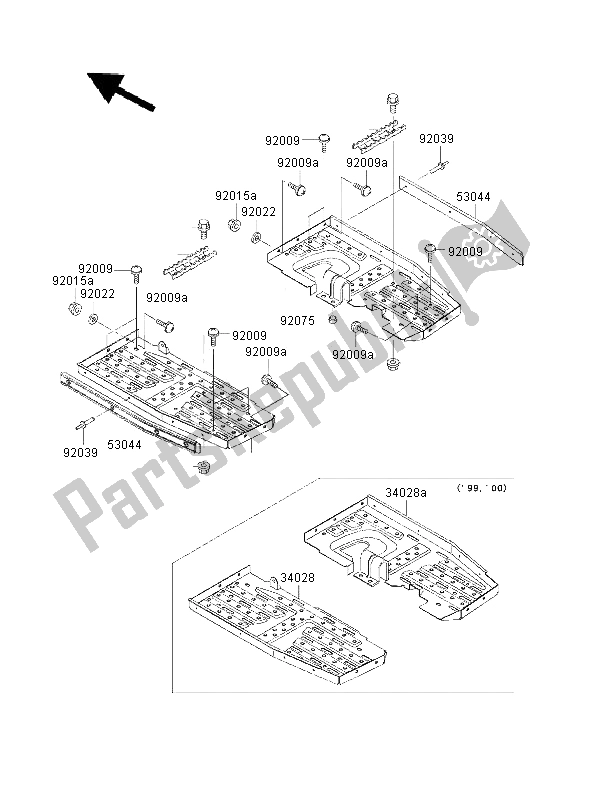 Tutte le parti per il Poggiapiedi del Kawasaki KVF 400 2000