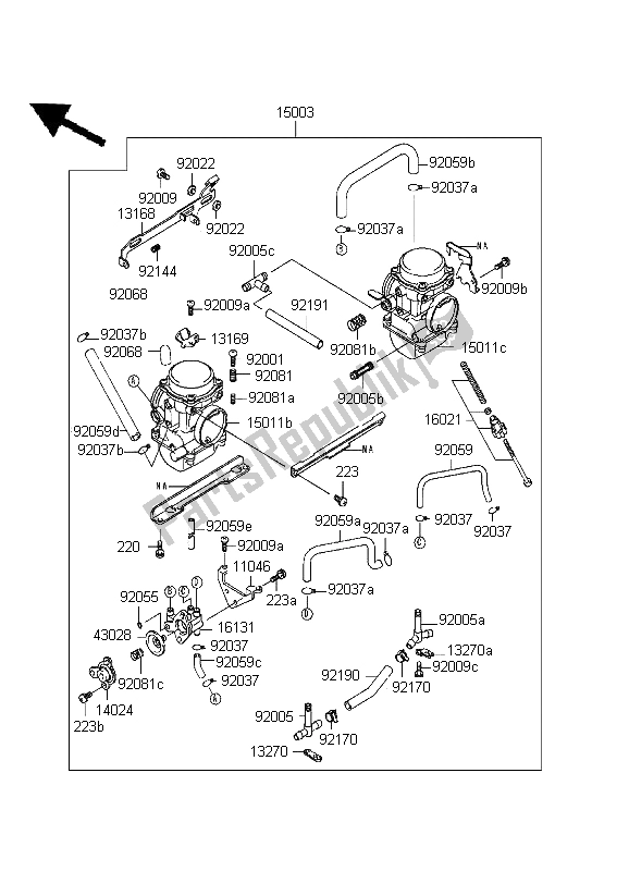 Todas las partes para Carburador de Kawasaki EL 252 1999