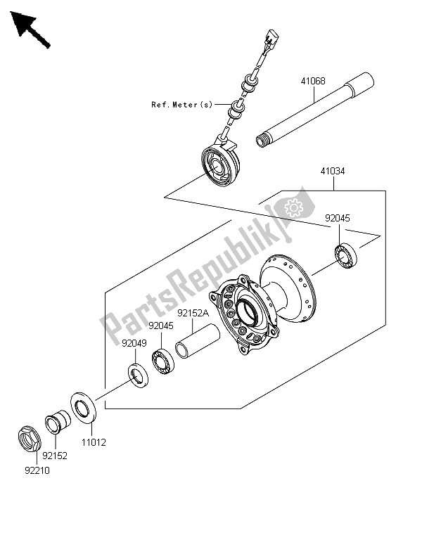 All parts for the Front Hub of the Kawasaki KLX 450 2013