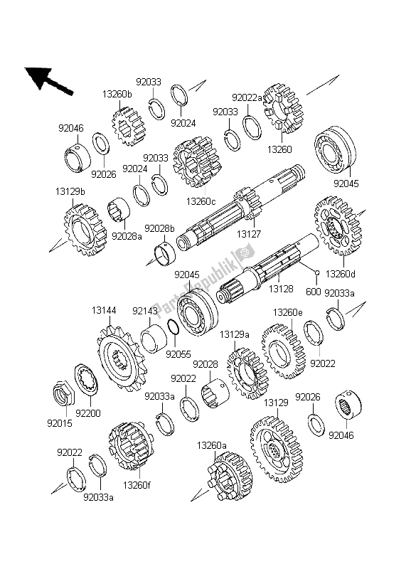 All parts for the Transmission of the Kawasaki EN 500 1999