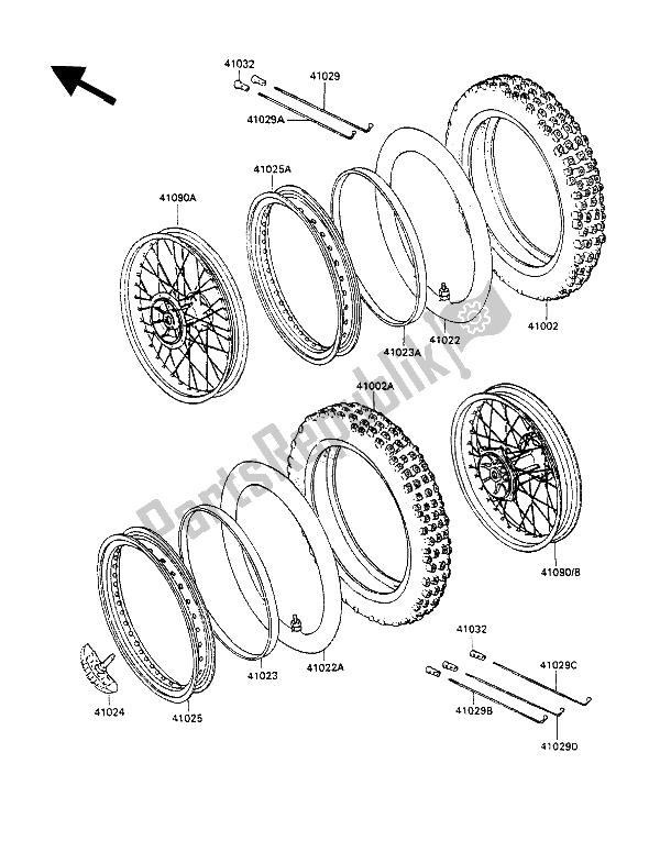 Toutes les pièces pour le Pneus du Kawasaki KX 100 1990