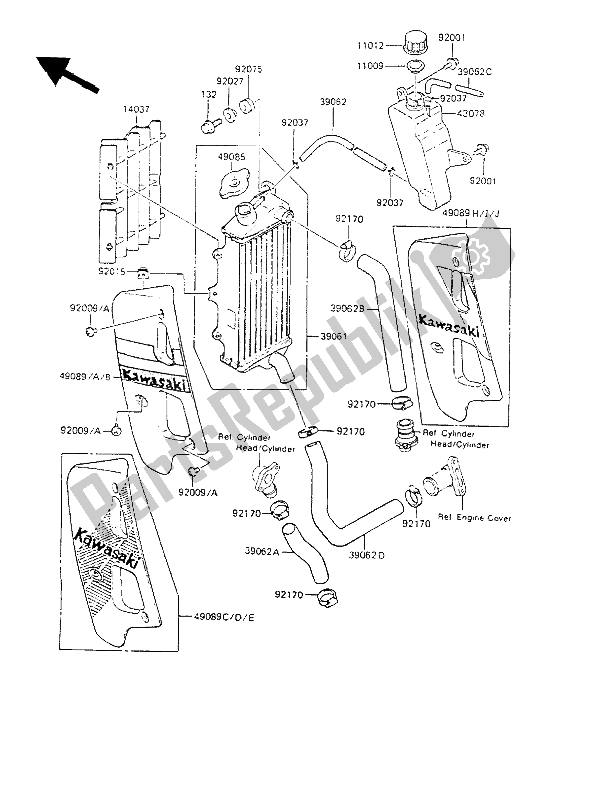Toutes les pièces pour le Radiateur du Kawasaki KMX 125 1988