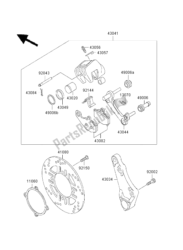 All parts for the Rear Brake of the Kawasaki ZZR 600 2003