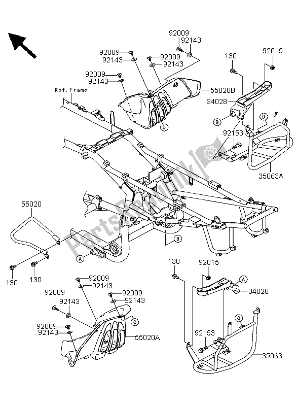 All parts for the Footrests of the Kawasaki KFX 700 2004