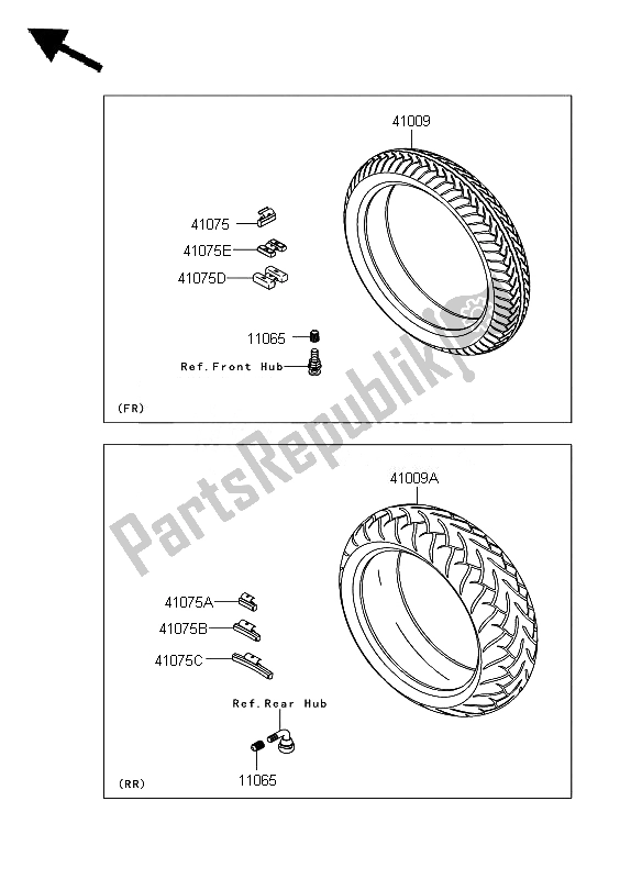 All parts for the Tires of the Kawasaki VN 900 Custom 2010