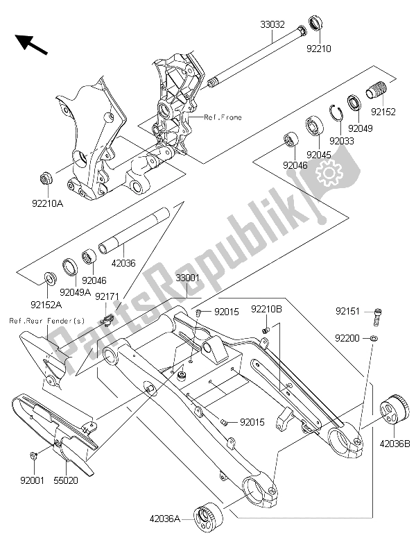 Tutte le parti per il Forcellone del Kawasaki Z 1000 SX ABS 2015