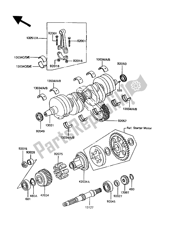 All parts for the Crankshaft of the Kawasaki GT 550 1994