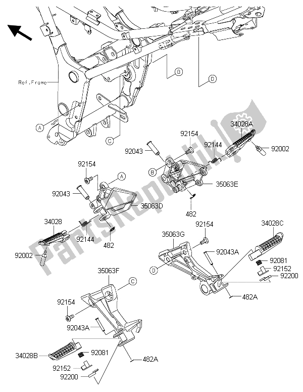 Toutes les pièces pour le Repose-pieds du Kawasaki Ninja 300 2015