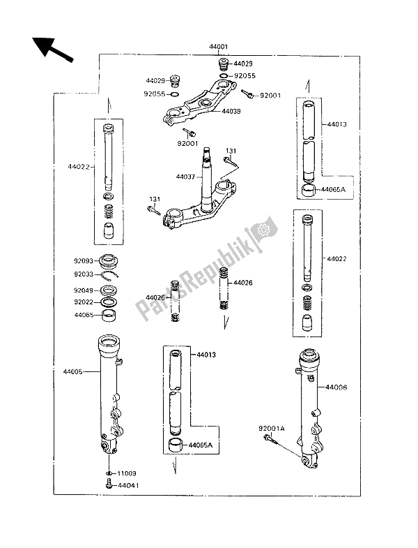 Todas las partes para Tenedor Frontal de Kawasaki GPX 600R 1994