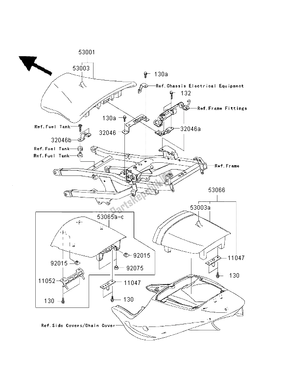 All parts for the Seat of the Kawasaki Ninja ZX 9R 900 2003