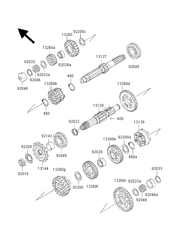 Wszystkie części do Przenoszenie Kawasaki ZRX 1100 2000