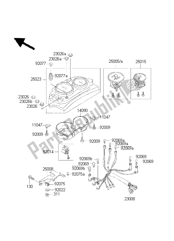 All parts for the Meter of the Kawasaki KLE 500 2001