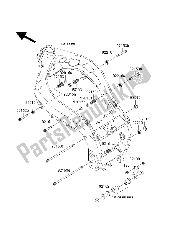 All parts for the Engine Mount of the Kawasaki Ninja ZX 9R 900 2003