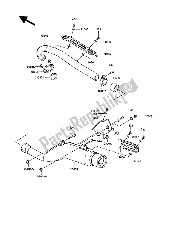 Tutte le parti per il Silenziatore del Kawasaki KLR 250 1992