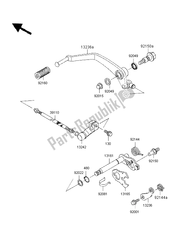 All parts for the Gear Change Mechanism of the Kawasaki VN 800 1997