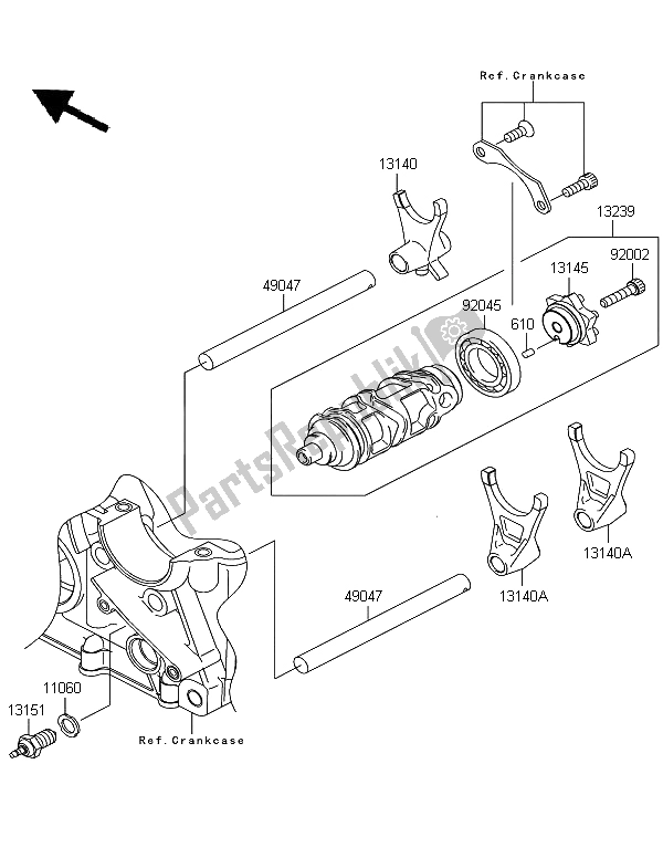 Tutte le parti per il Tamburo Cambio E Forcella Del Cambio del Kawasaki Z 750R ABS 2011