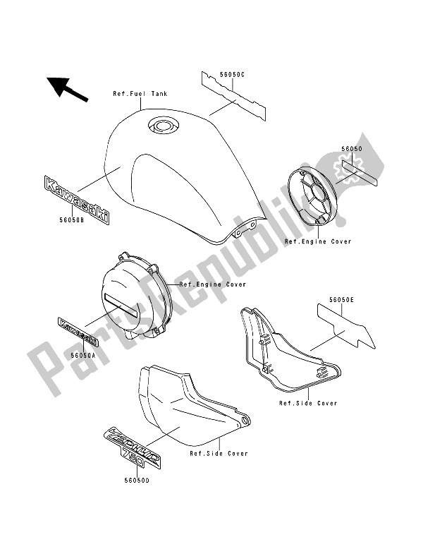 Wszystkie części do Kalkomania Kawasaki Zephyr 750 1994