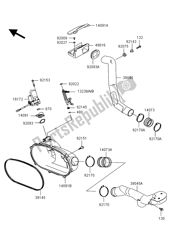 All parts for the Converter Cover of the Kawasaki KVF 360 2009