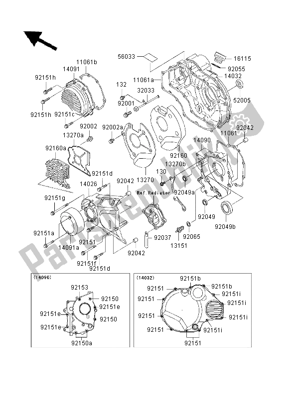 All parts for the Engine Cover of the Kawasaki ZRX 1200S 2003