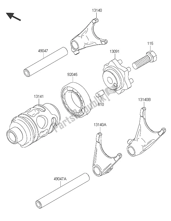 All parts for the Gear Change Drum & Shift Fork(s) of the Kawasaki KX 85 LW 2016