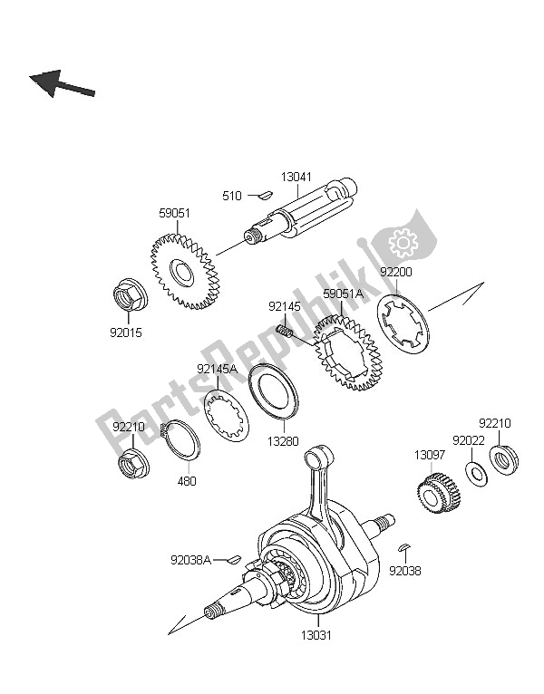 All parts for the Crankshaft of the Kawasaki Eliminator 125 2005