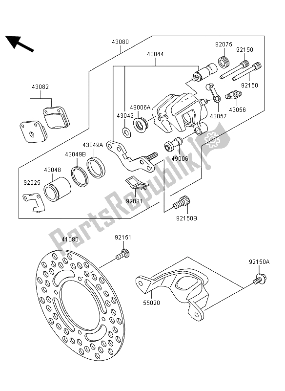 All parts for the Rear Brake of the Kawasaki KX 65 2013