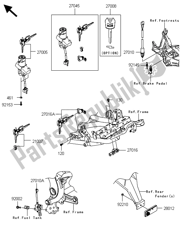 All parts for the Ignition Switch of the Kawasaki Versys 1000 ABS 2014
