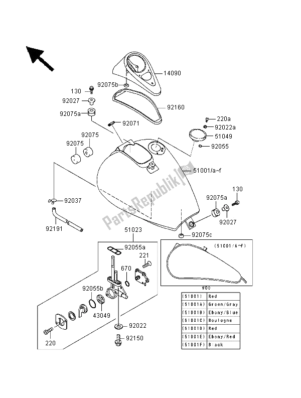 Todas las partes para Depósito De Combustible de Kawasaki EN 500 2000