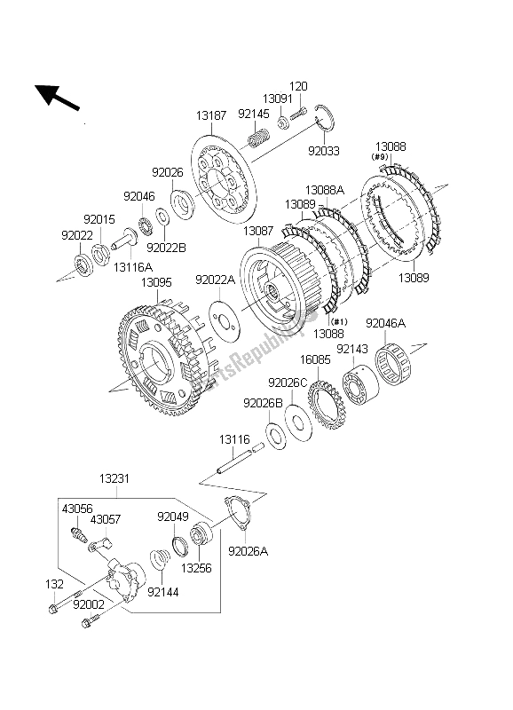 All parts for the Clutch of the Kawasaki ZRX 1200 2004