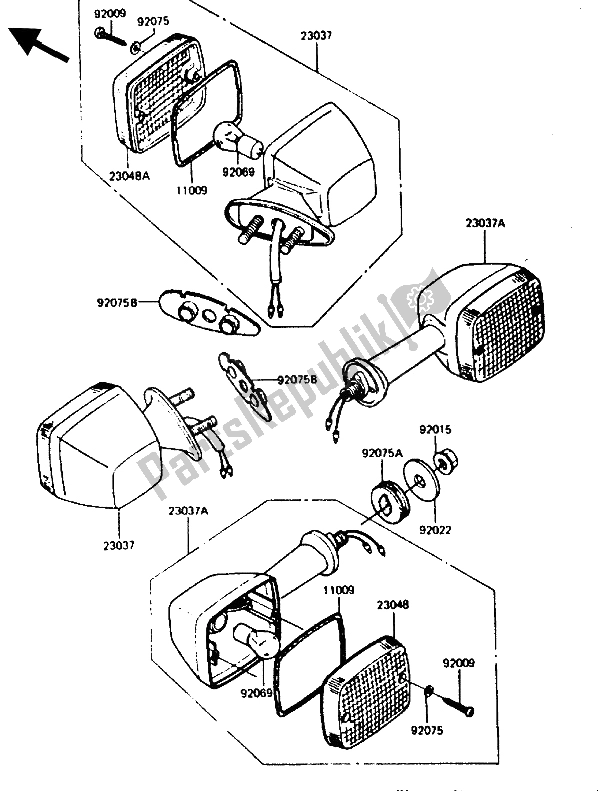 Alle onderdelen voor de Richtingaanwijzer van de Kawasaki GPZ 750 1985