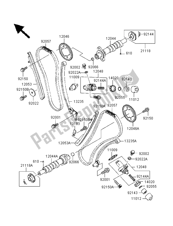 Todas las partes para árbol De Levas Y Tensor de Kawasaki VN 1500 Classic Tourer 1998