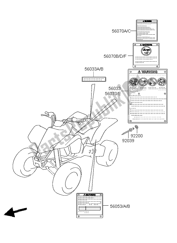 All parts for the Labels of the Kawasaki KFX 400 2004