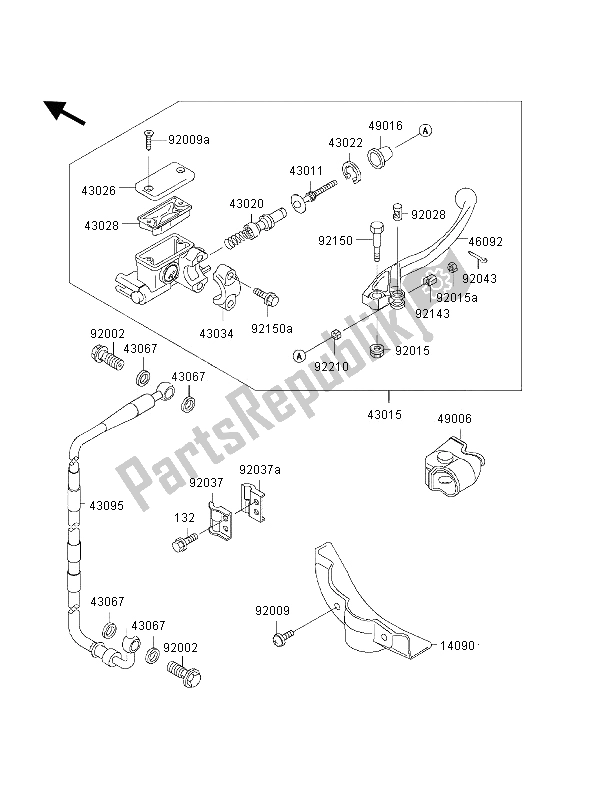 All parts for the Front Master Cylinder of the Kawasaki KX 80 SW LW 2000