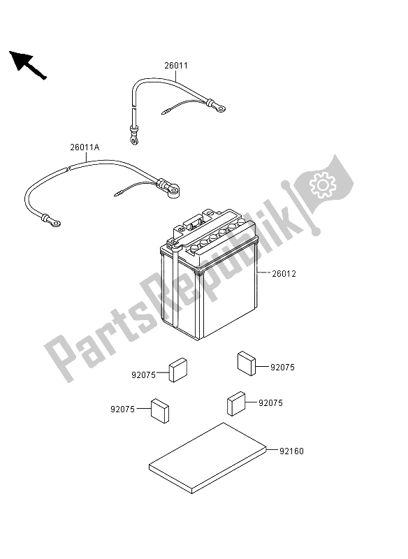 All parts for the Optional Parts (battery) of the Kawasaki KVF 360 4X4 2012