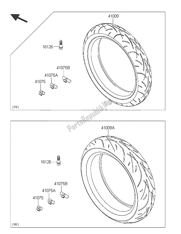 All parts for the Tires of the Kawasaki ER 6N ABS 650 2016