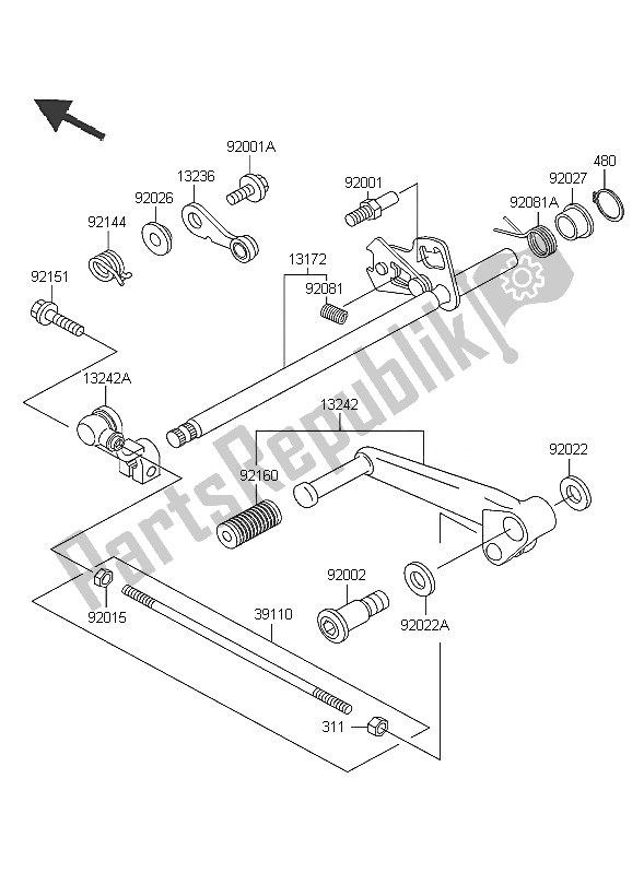 Alle onderdelen voor de Schakelmechanisme van de Kawasaki ZZR 600 2005