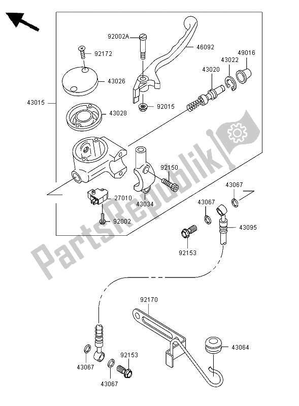 All parts for the Front Master Cylinder of the Kawasaki VN 800 Classic 2006