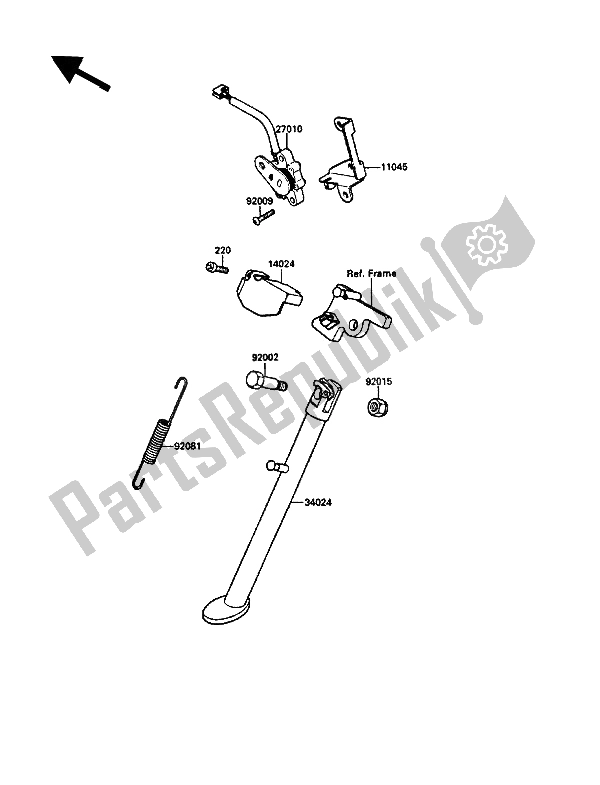 All parts for the Stand(s) of the Kawasaki KLR 500 1989