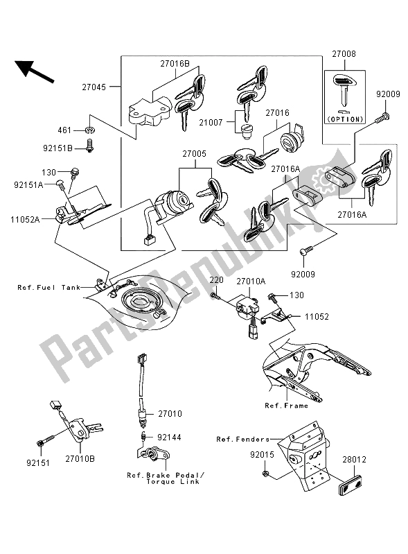 All parts for the Ignition Switch of the Kawasaki VN 1500 Mean Streak 2002