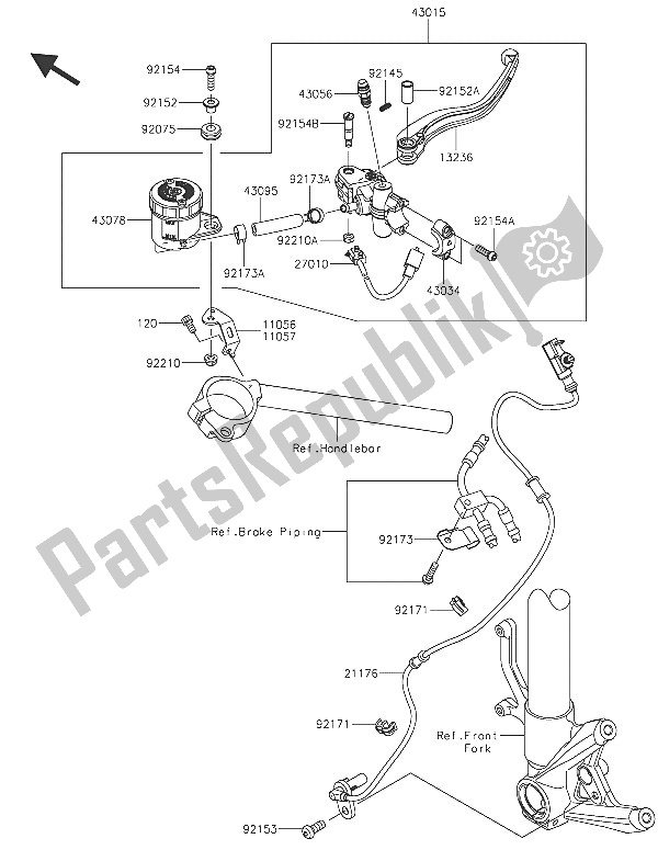 Wszystkie części do Przedni Cylinder G?ówny Kawasaki Ninja H2R 1000 2016