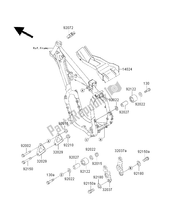 Todas las partes para Accesorios De Marco de Kawasaki KX 500 2001